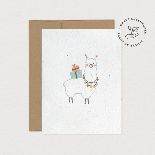 Mimosa Design Greeting Card | surprised llama