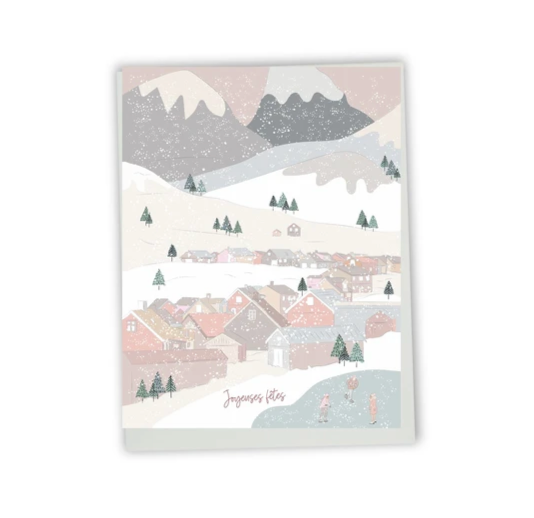 Carte de souhaites Lili Graffiti | Paysage enneigé Noël