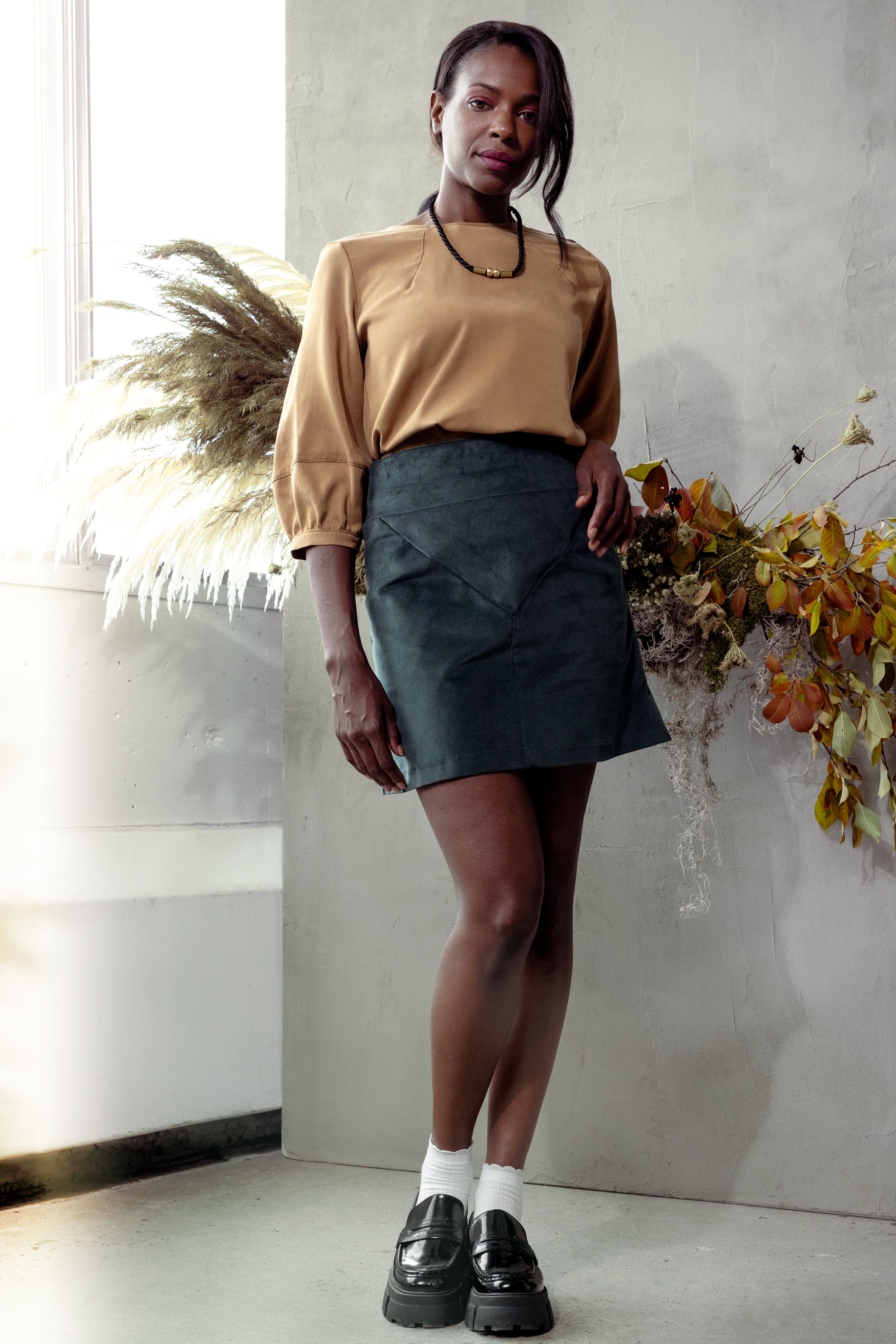 Grey corduroy 2024 pencil skirt